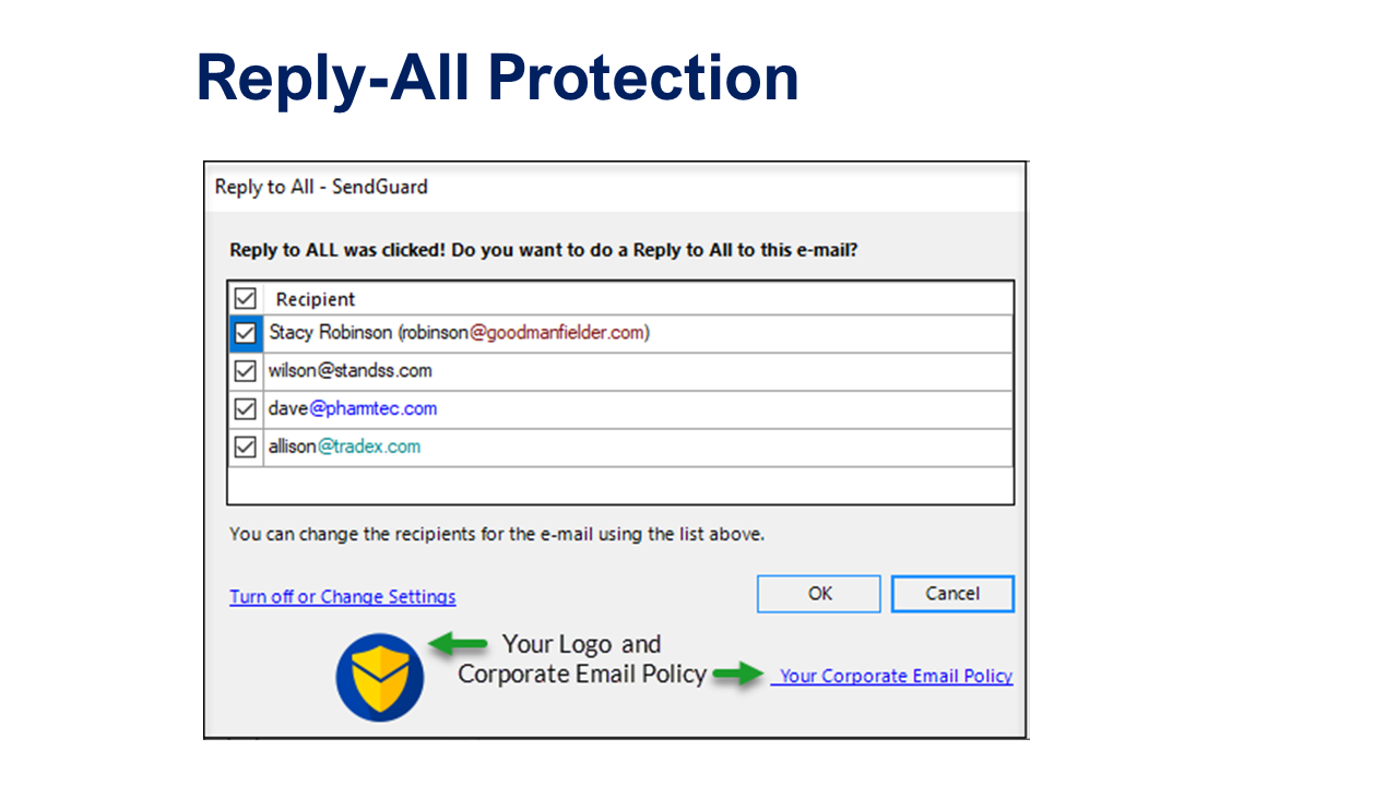 screenshot of SendGuard for Outlook